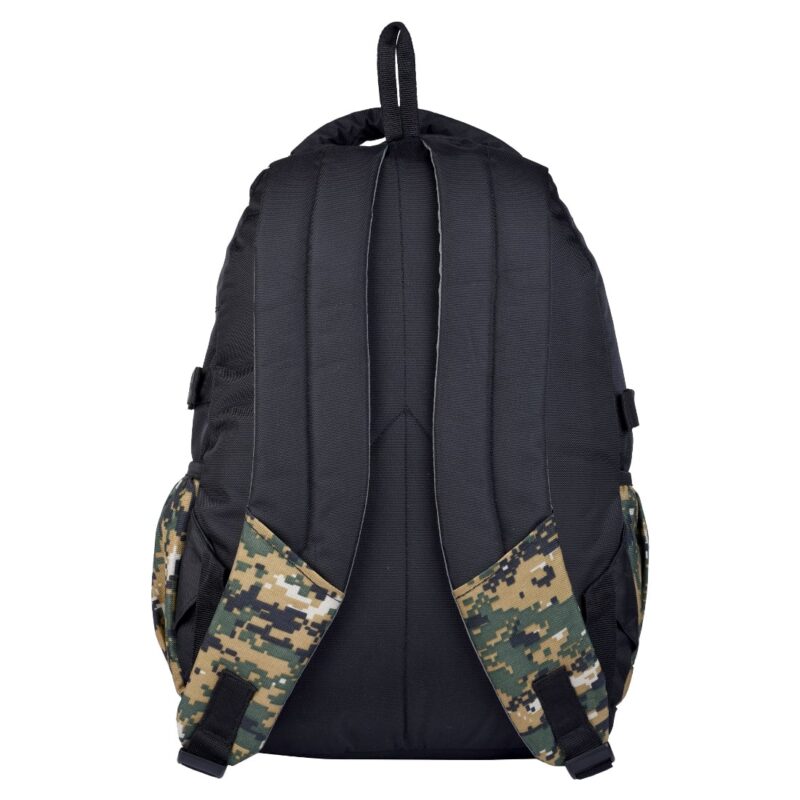 Cairho uk military school bag backpack, model no 108, back view padded shoulder strap bag handle and back