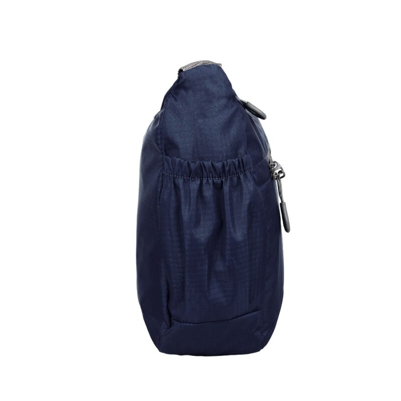 Navy blue color sling bag with water bottle pocket on one side model no - 283, side view