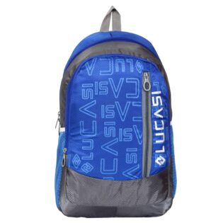 Lucasi royal blue color light weight school bag, 2 compartments with alloy zippers, front view model no 324