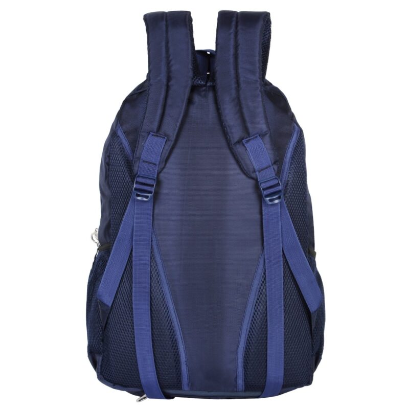 Lucasi blue grey laptop bag backpack, model no 352, back view, with foam padded back and shoulder straps
