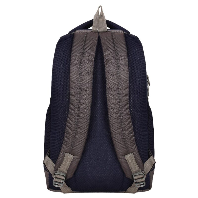 Lucasi navy blue color light weight school bag, foam padded back and shoulder straps, back view model no 331