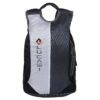 Lucasi grey and white color backpack, front view, front left half is white and has brand name lucasi printed on it with grey color, model no 325