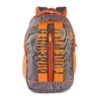 Purewild orange color school bag, front view, having vertical zipper in the middle bisecting purewild brand name from the middle, model no 0004