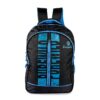 Purewild navy blue color school bag, front view, having vertical zipper in the middle bisecting purewild brand name from the middle, model no 0003