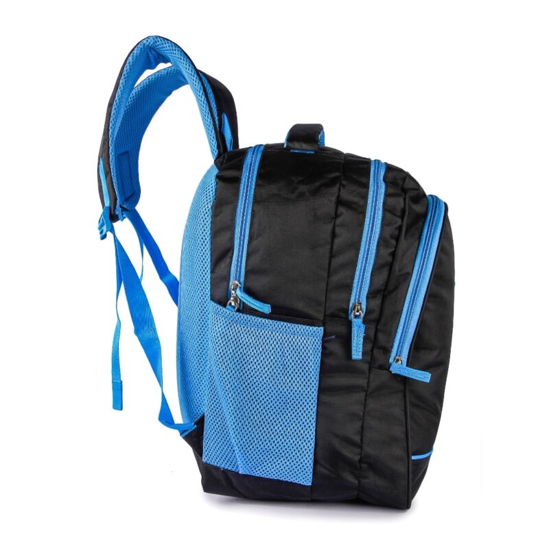 Purewild navy blue color school bag, side view, model no 0003