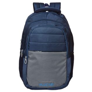 Lucasi blue grey laptop bag backpack, model no 336, front view, front half from the bottom is of color gray