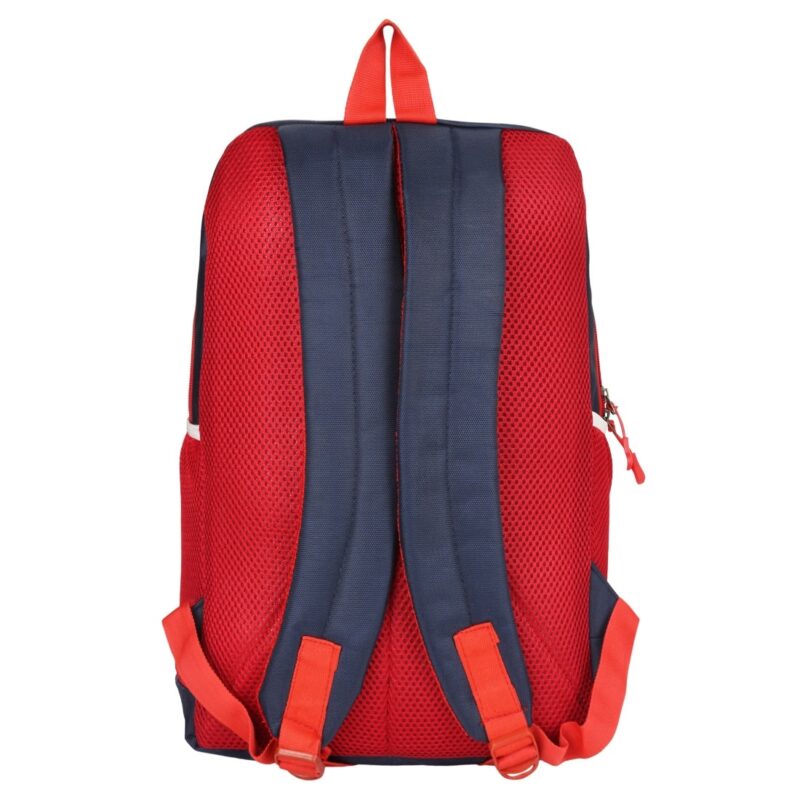 royal beast red blue backpack, back view, thick padded back and shoulder straps, model no ata 012