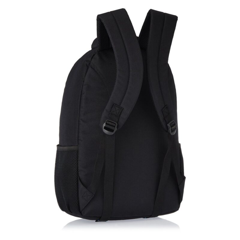 lucasi black laptop backpack, back view, padded back and shoulder straps, model no 342